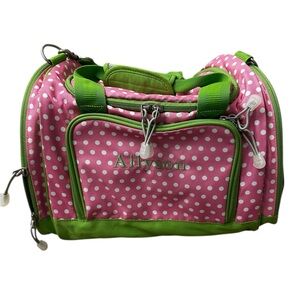 Pottery Barn Kids Mackenzie Sports Duffle Bag Pink & Green Polka Dot “Allyson”
